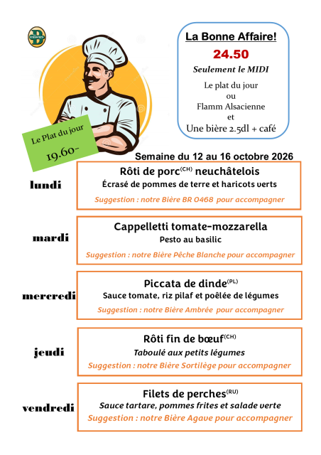 Plats du jour de la semaine